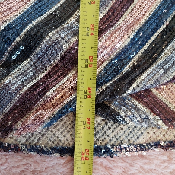 Sweet Lemon Perfect Party Stripe‎ Sequin Wrap Dress Size Small - Picture 9 of 10